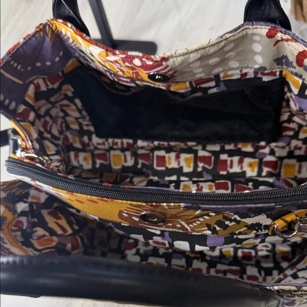 Vera Bradley Yellow and Purple Quilted Triple Compartment Crossbody/Satchel